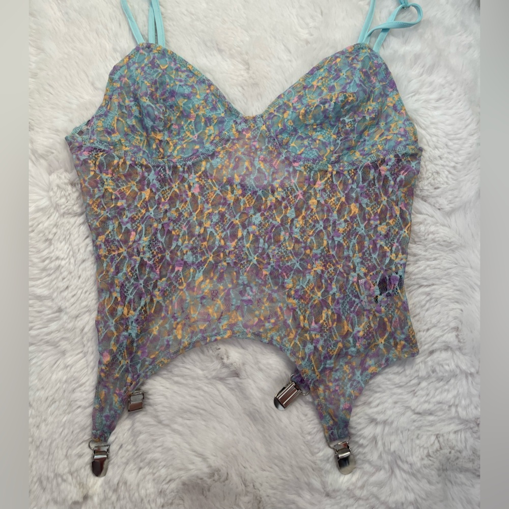 Colorful lace garter top